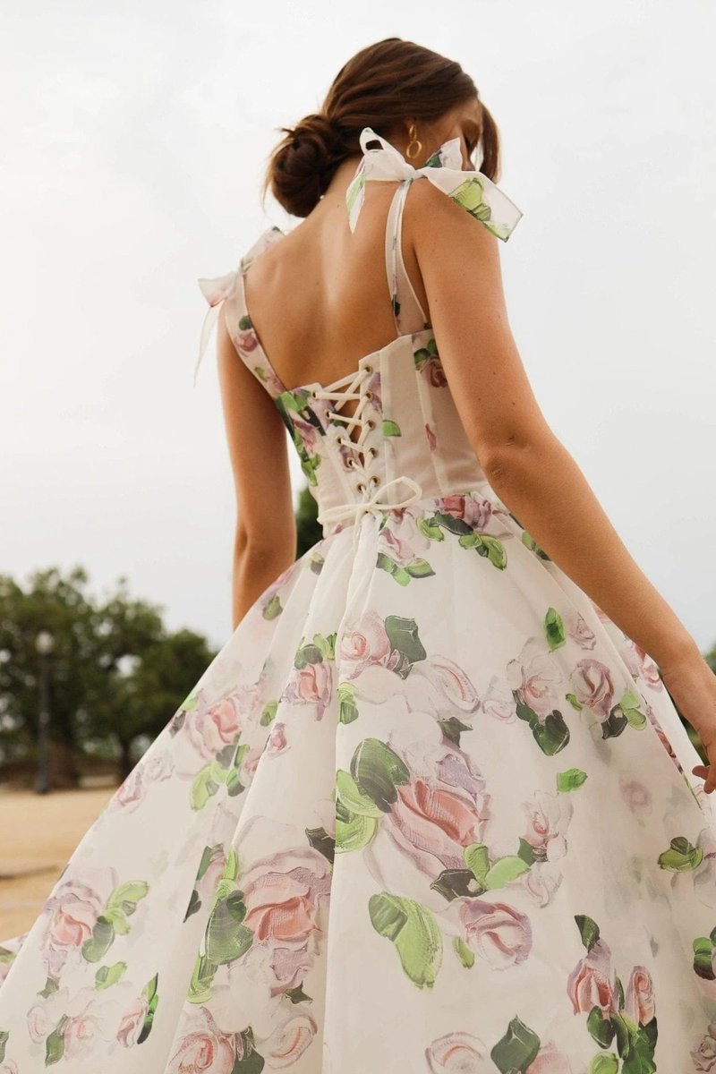 Off Shoulder Floral Midi Dress H6222