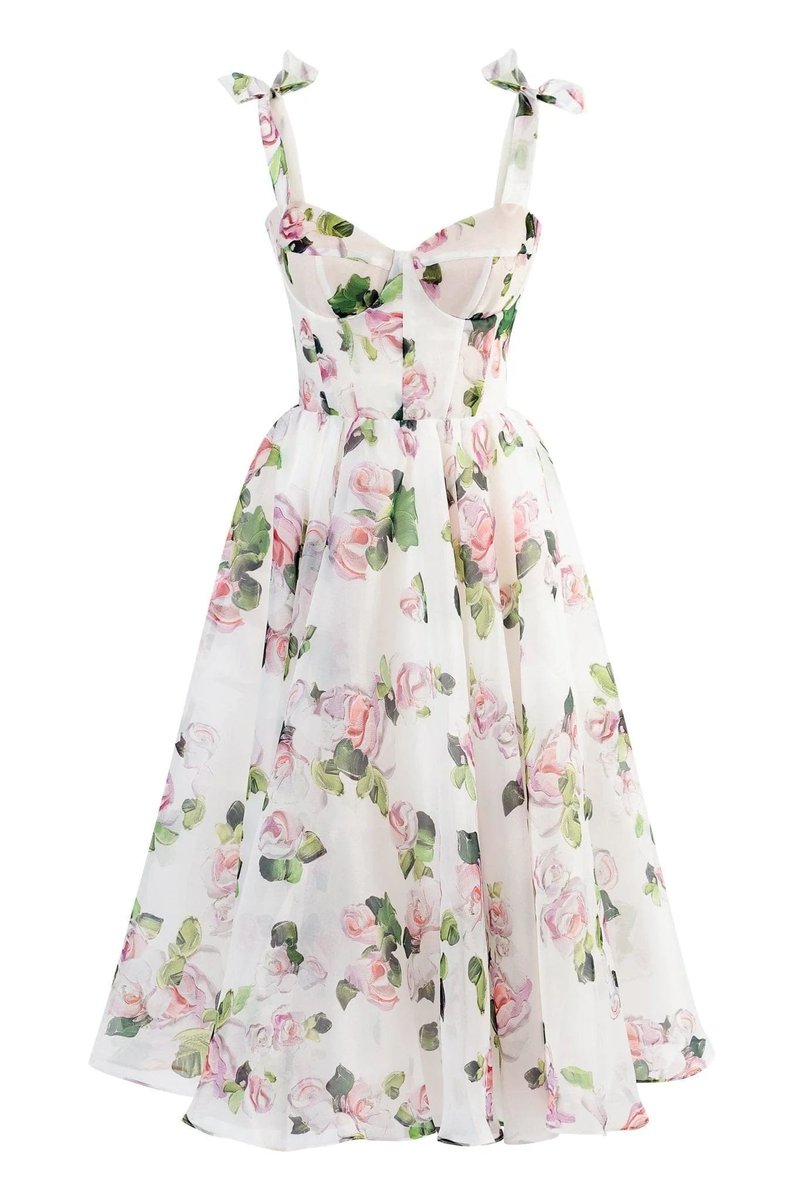 Off Shoulder Floral Midi Dress H6222