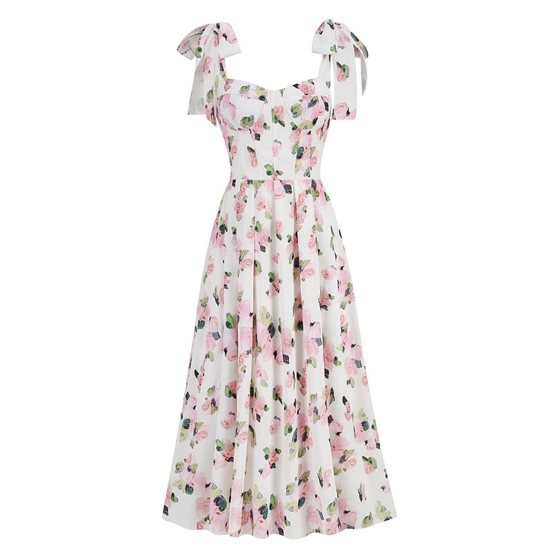 Off Shoulder Floral Midi Dress H6222