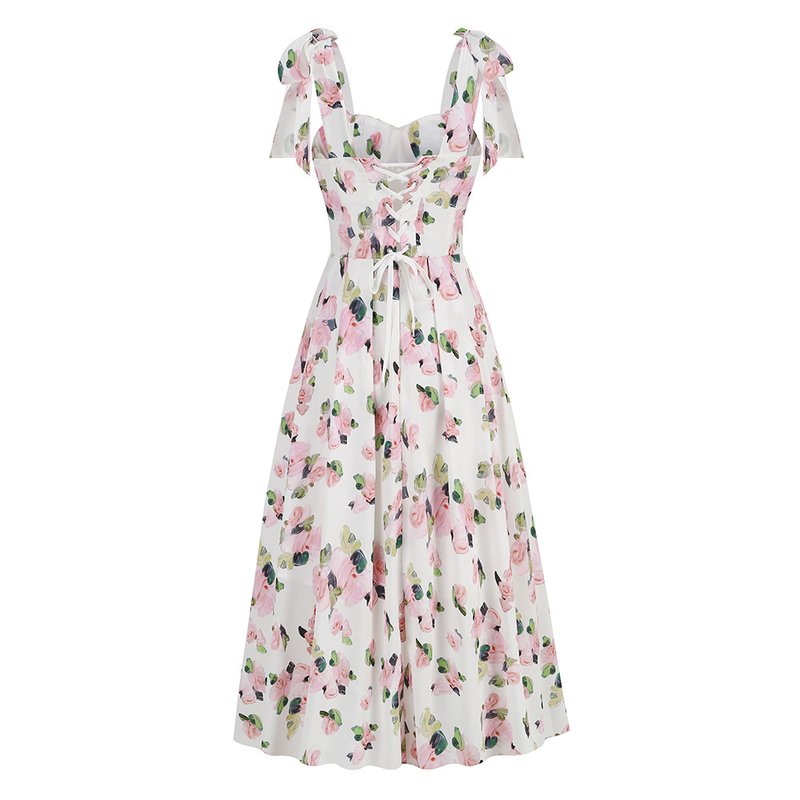 Off Shoulder Floral Midi Dress H6222