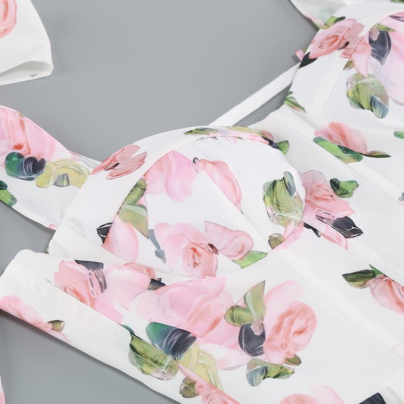 Off Shoulder Floral Midi Dress H6222