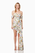 Off Shoulder Floral Wrap Dress H6354