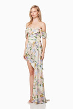 Off Shoulder Floral Wrap Dress H6354