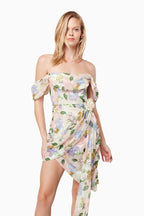 Off Shoulder Floral Wrap Dress H6354
