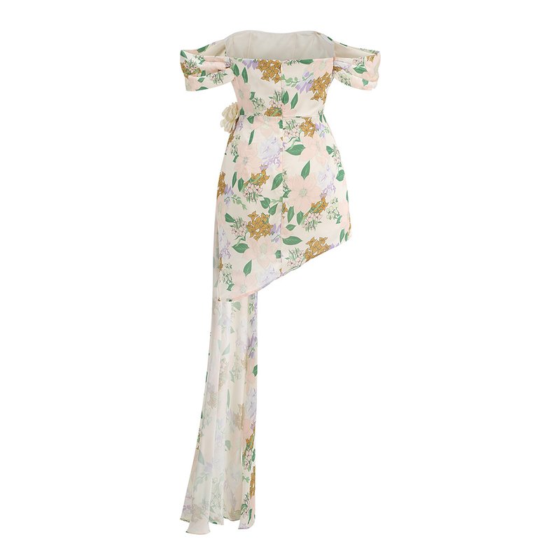 Off Shoulder Floral Wrap Dress H6354
