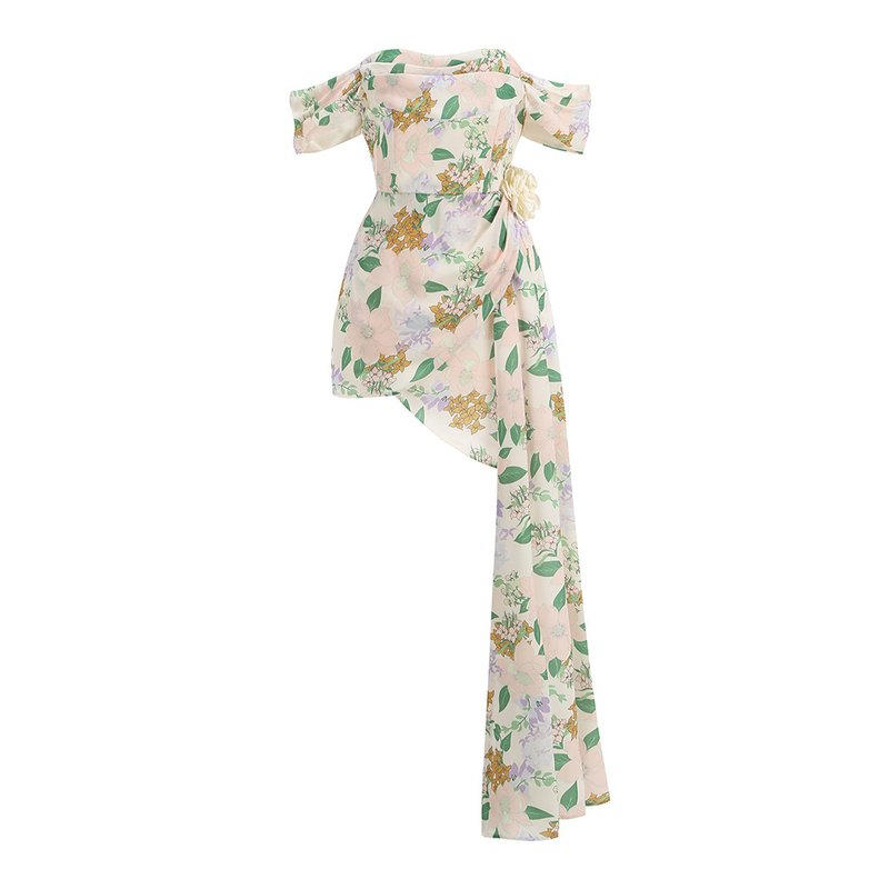 Off Shoulder Floral Wrap Dress H6354