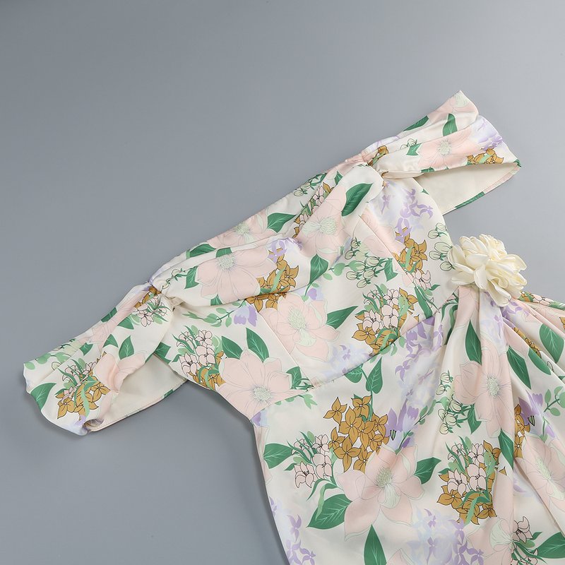 Off Shoulder Floral Wrap Dress H6354