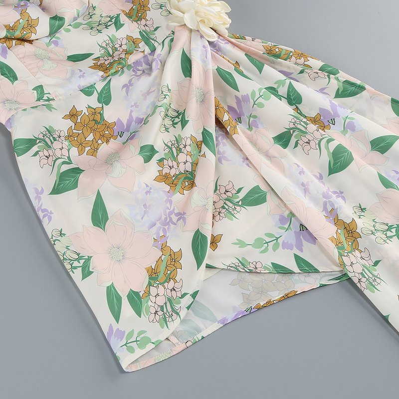 Off Shoulder Floral Wrap Dress H6354