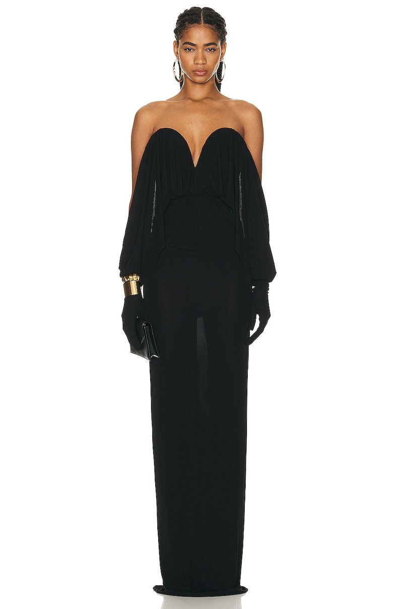 Off-Shoulder Flutter Sleeve Gown H5973