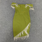 Off Shoulder Fringe Bodycon Dress H4657