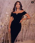 Off Shoulder Fringe Midi Dress H5815