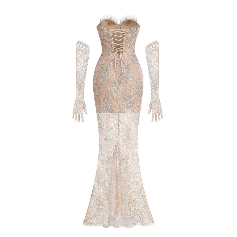 Off Shoulder Lace Mermaid Gown H6894