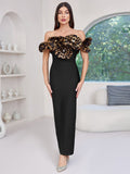 Off-Shoulder Leopard Ruffle Midi Dress H6686