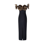 Off-Shoulder Leopard Ruffle Midi Dress H6686