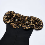 Off-Shoulder Leopard Ruffle Midi Dress H6686