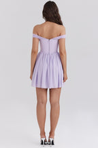 Off Shoulder Lilac Ruffle Dress H7141