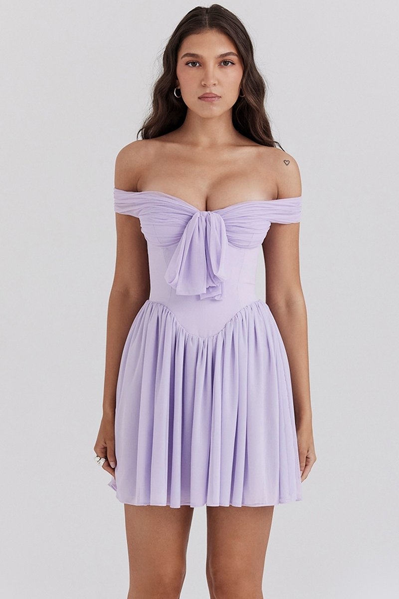 Off-Shoulder Lilac Ruffle Dress H7141