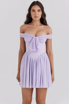 Off-Shoulder Lilac Ruffle Dress H7141