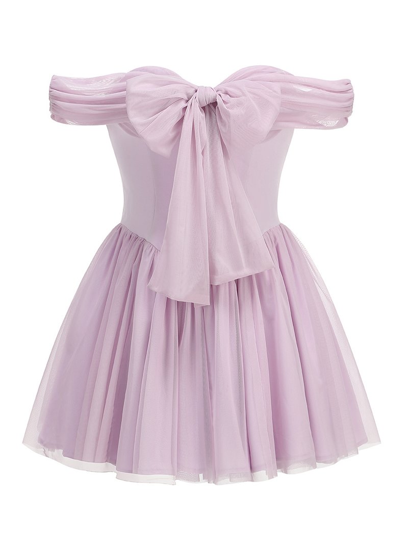 Off Shoulder Lilac Ruffle Dress H7141