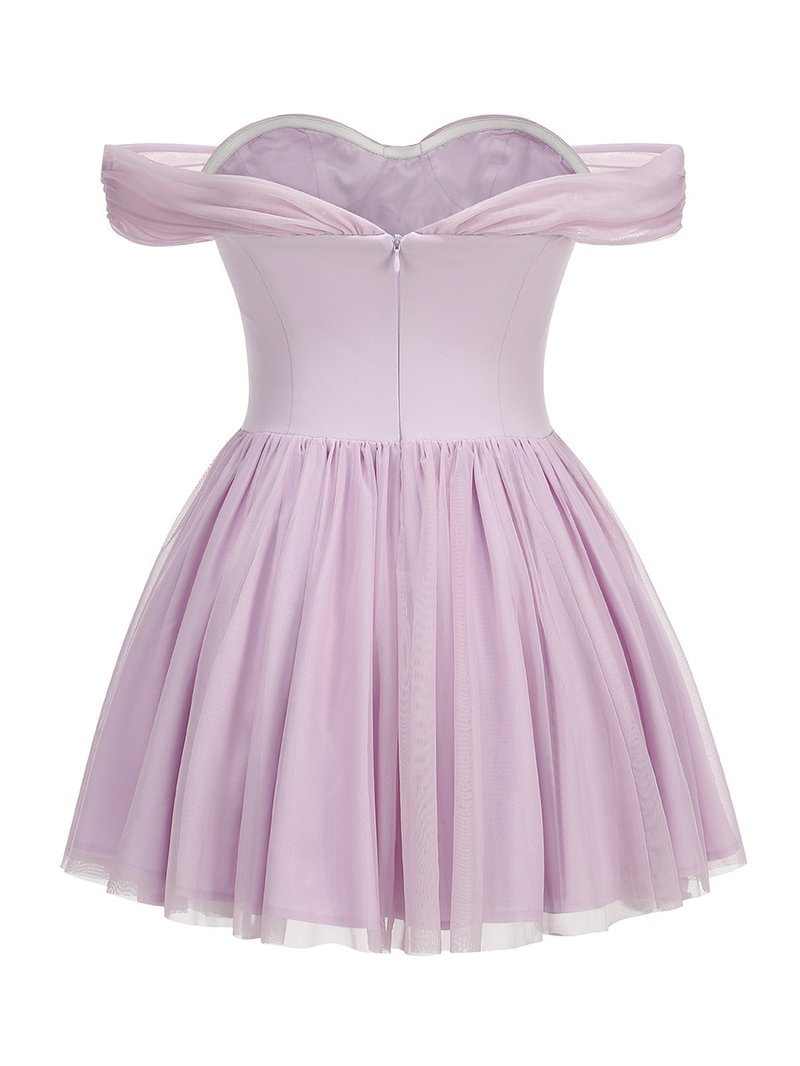 Off-Shoulder Lilac Ruffle Dress H7141