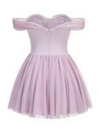Off Shoulder Lilac Ruffle Dress H7141