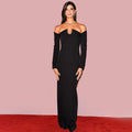 Off Shoulder Long Sleeve Maxi Dress H5316