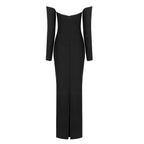 Off Shoulder Long Sleeve Maxi Dress H5316
