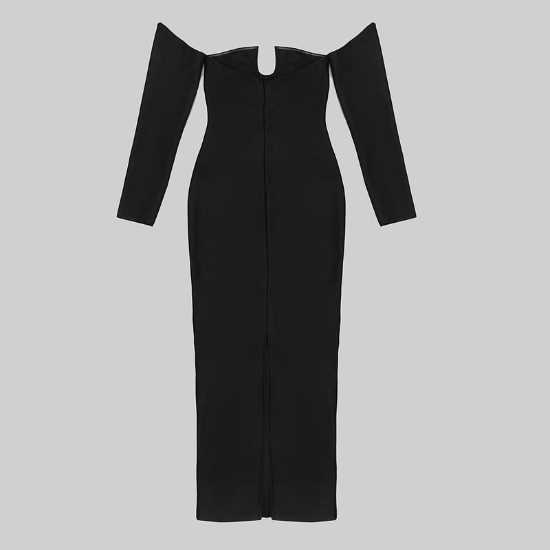 Off Shoulder Long Sleeve Maxi Dress H5316