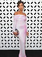 Off Shoulder Ombre Mesh Gown H6200