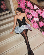 Off-Shoulder Pearl Embellished Mini Dress H6718