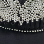 Off-Shoulder Pearl Embellished Velvet Gown H6451
