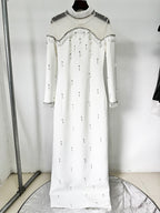 Off-Shoulder Pearl Tassel Gown H6733