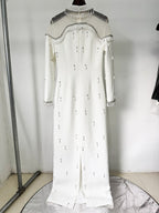 Off-Shoulder Pearl Tassel Gown H6733