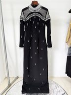 Off-Shoulder Pearl Tassel Gown H6733
