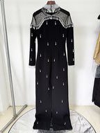 Off-Shoulder Pearl Tassel Gown H6733