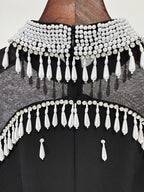 Off-Shoulder Pearl Tassel Gown H6733