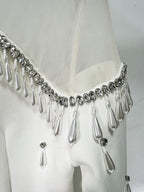 Off-Shoulder Pearl Tassel Gown H6733