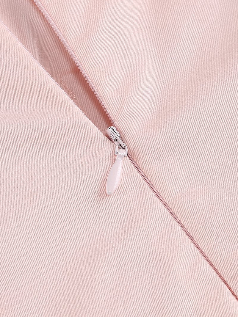 Off-Shoulder Pink Satin Midi Dress H6292