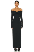 Off-Shoulder Pleated Long Sleeve Dress H6167