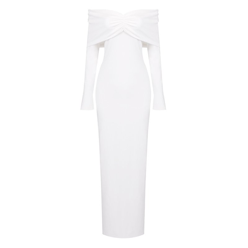 Off-Shoulder Pleated Long Sleeve Dress H6167