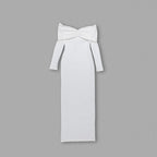 Off-Shoulder Pleated Long Sleeve Dress H6167