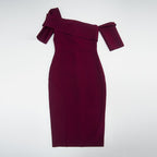 Off Shoulder Red Bandage Midi Dress H2996