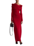 Off-Shoulder Red Rose Appliqué Gown H6492