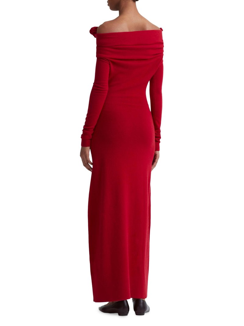 Off-Shoulder Red Rose Appliqué Gown H6492