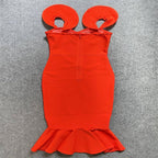 Off Shoulder Red Ruffle Midi Dress H5950