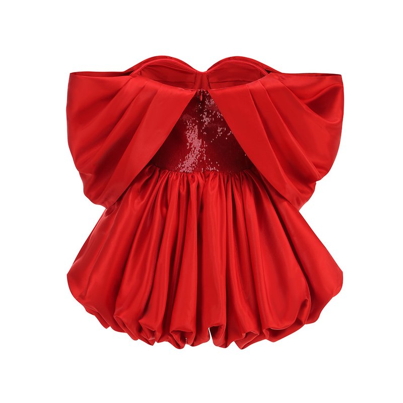 Off-Shoulder Red Ruffle Mini Dress H6661