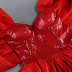 Off-Shoulder Red Ruffle Mini Dress H6661