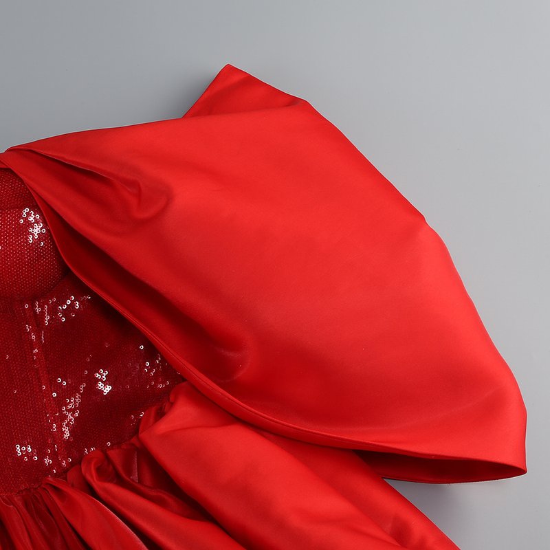 Off-Shoulder Red Ruffle Mini Dress H6661