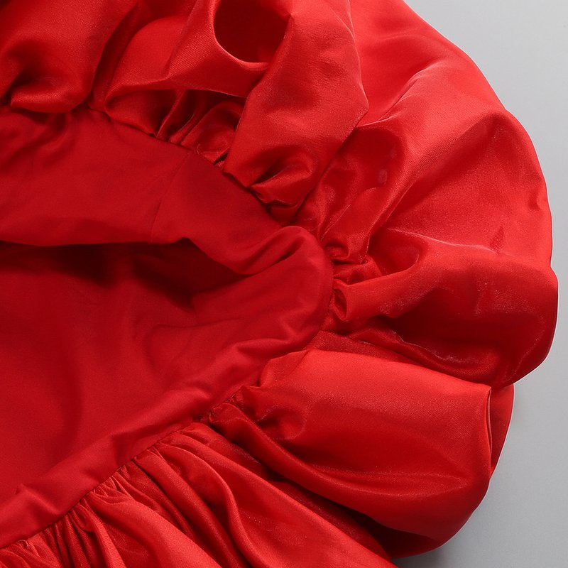Off-Shoulder Red Ruffle Mini Dress H6661