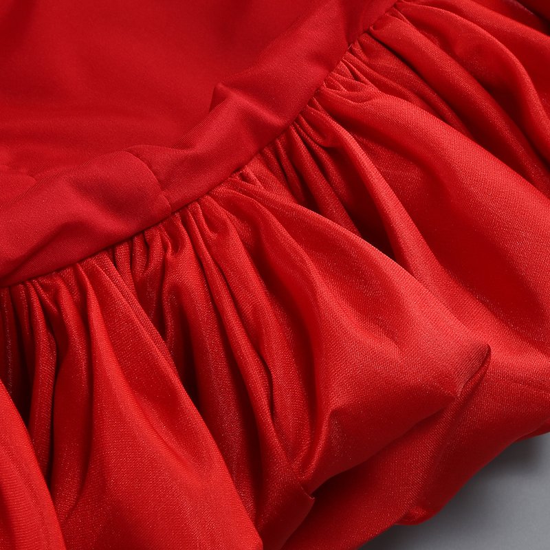 Off-Shoulder Red Ruffle Mini Dress H6661